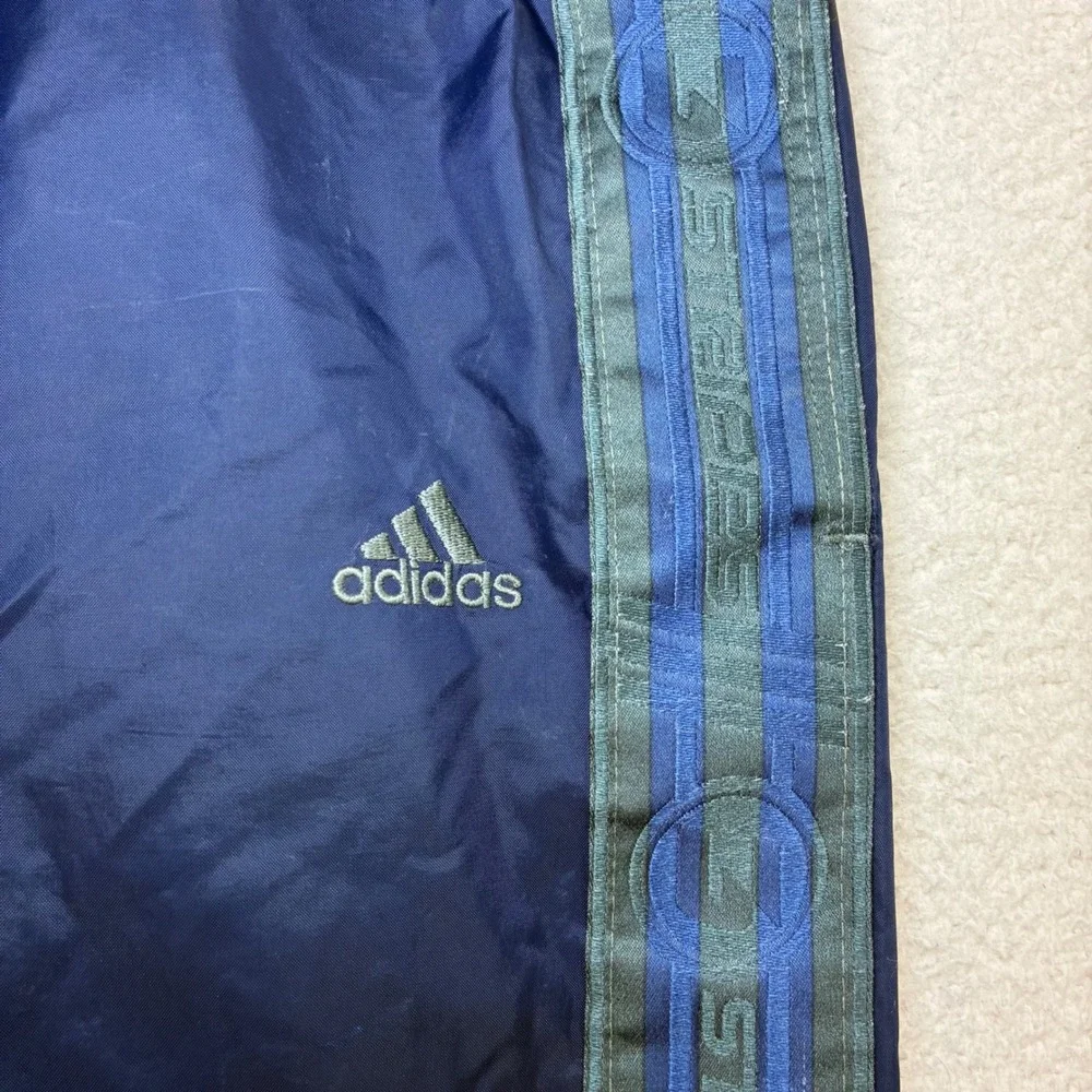 Y2K Adidas Baggy Track Pants Men M Blue Windbreaker Ankle Zip Sweatpants Vintage